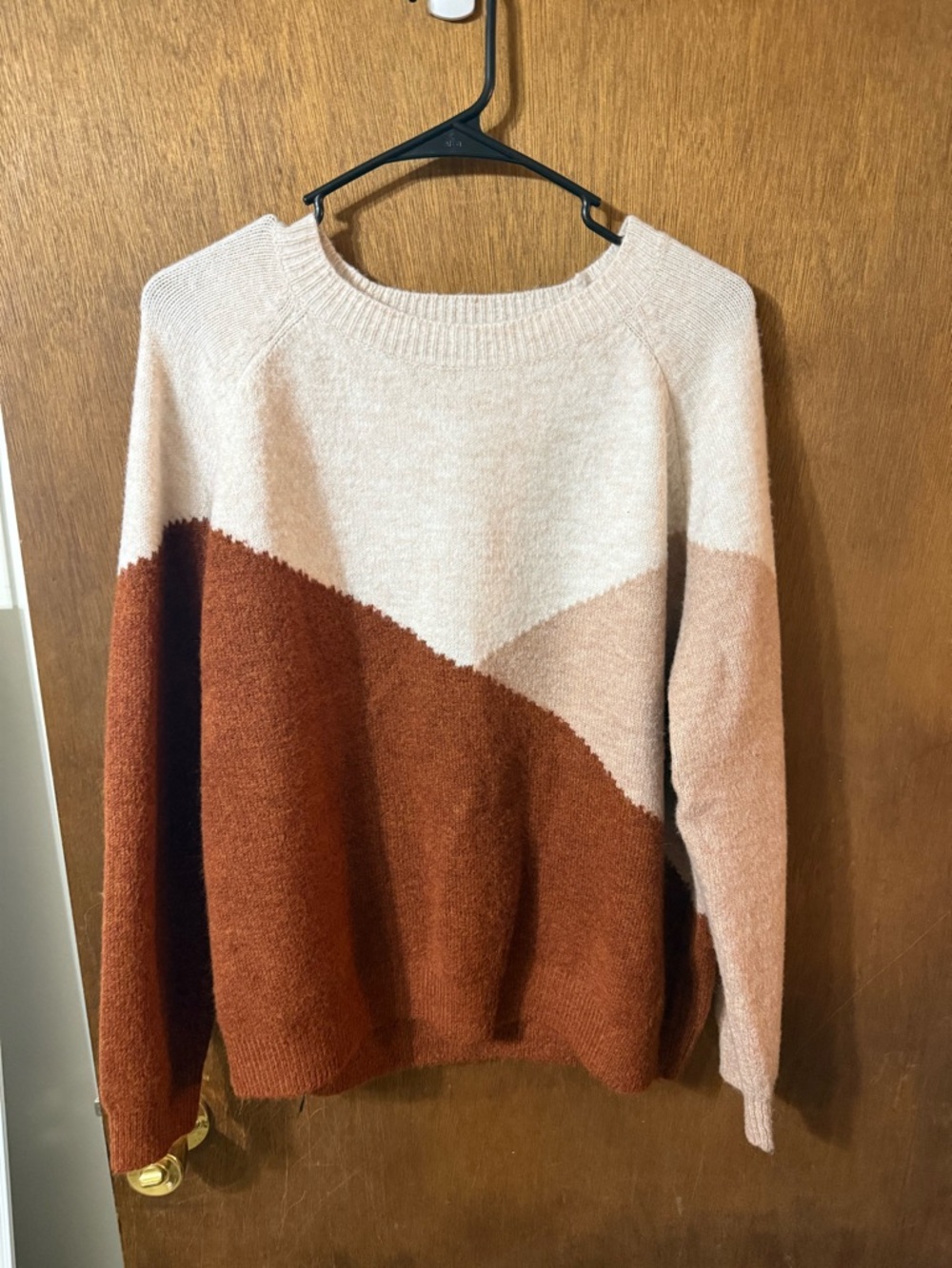 SHEIN Colorblock Crewneck Sweater - Cream, Blush & Rust
